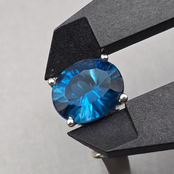 Sterling Silver London Blue Topaz Cathedral Ring Size 10 Signed SUN 5.09g - Picture 8 of 15